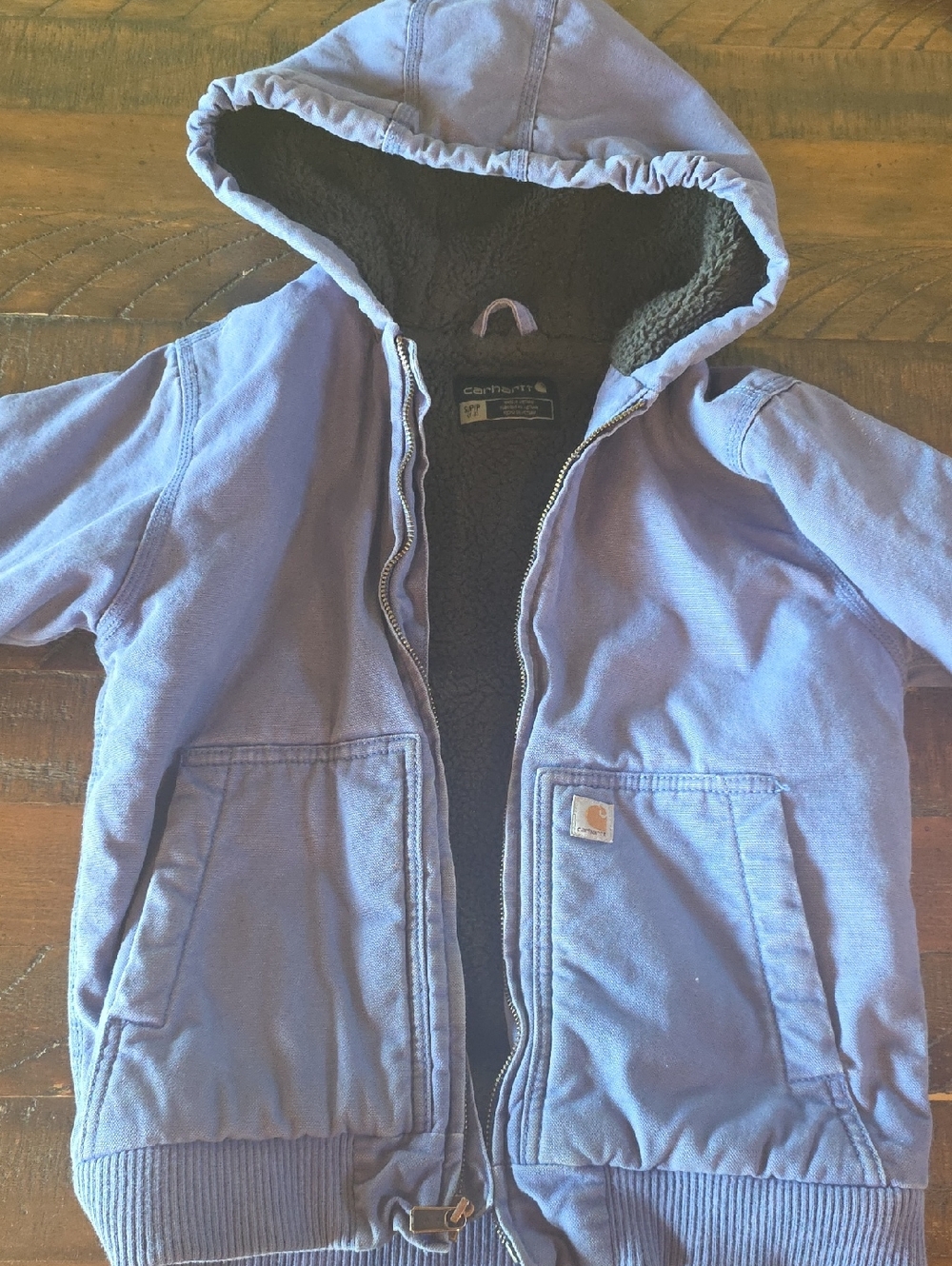 Girls 7/8 Carhartt Lavender Zip Hooded Jacket with Black Lining